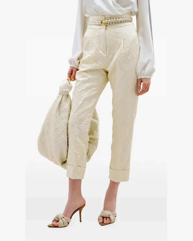 Silvia Tcherassi Moad crinkled-finish cropped trousers - Weiß Weiß