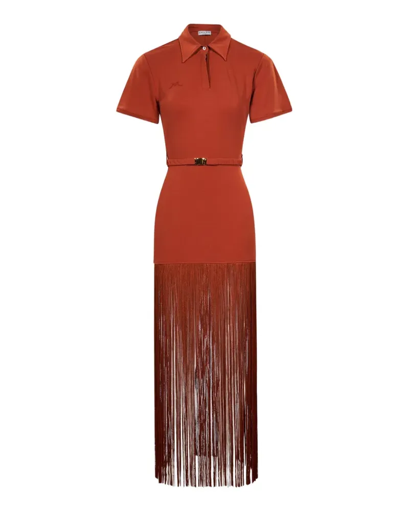 Rowen Rose Maxikleid mit Fransen - Braun Braun