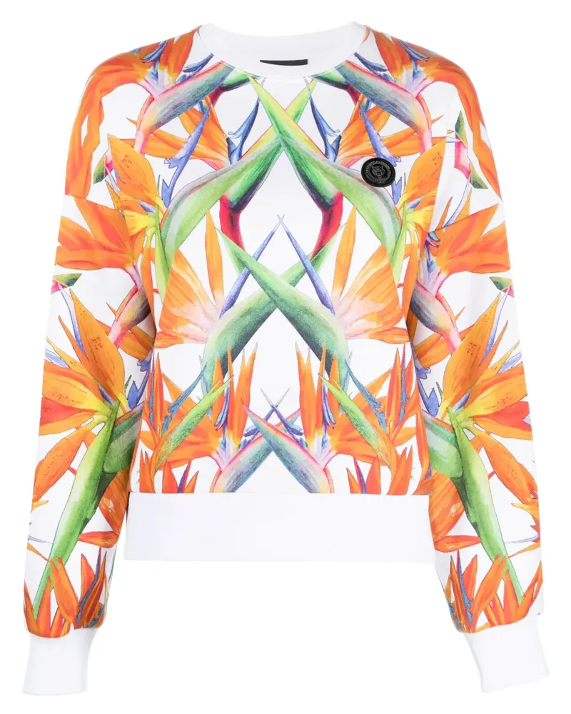 Philipp Plein Cropped-Hemd mit Blumen-Print - Weiß Weiß