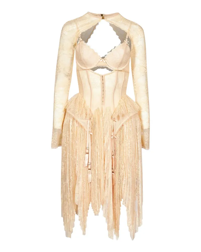 Zimmermann Valian lace-panelled corset-style midi dress - Nude Nude