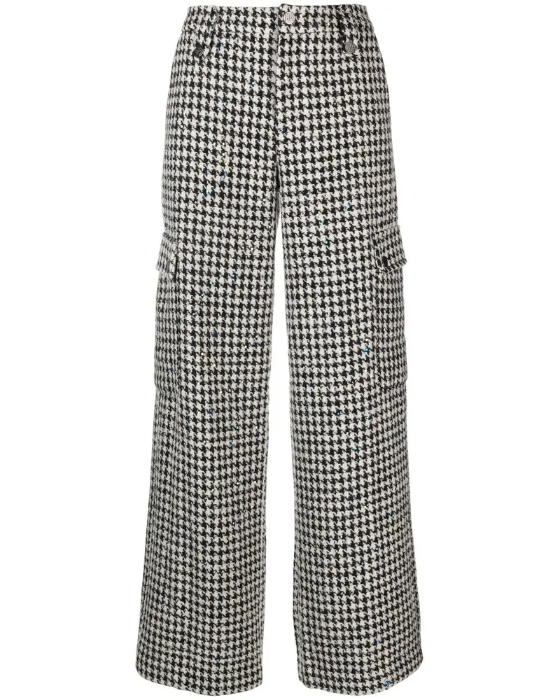 ROTATE Birger Christensen Hose mit Hahnentrittmuster - Schwarz Schwarz