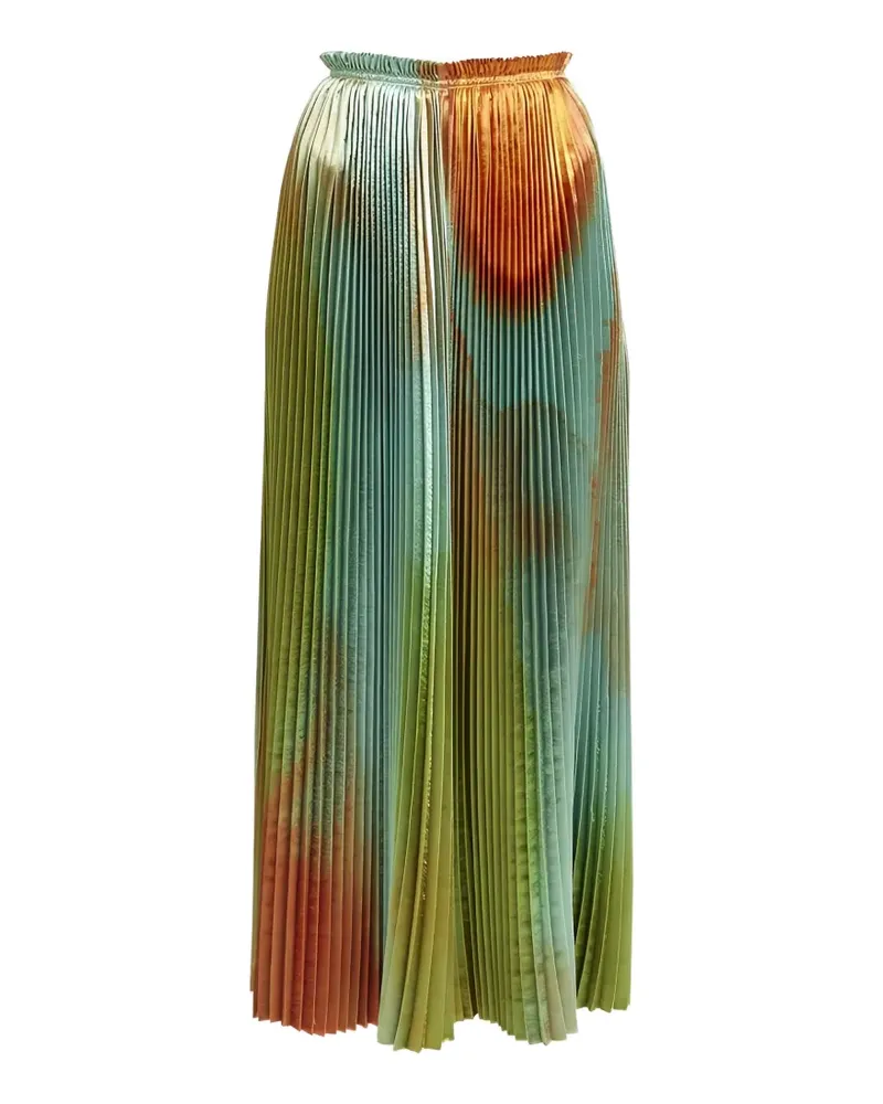 Ulla Johnson pleated abstract-print skirt - Grün Grün
