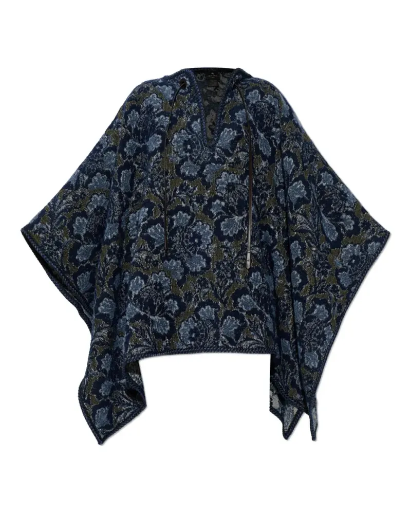 Etro Poncho mit Blumenmotiv - Blau Blau