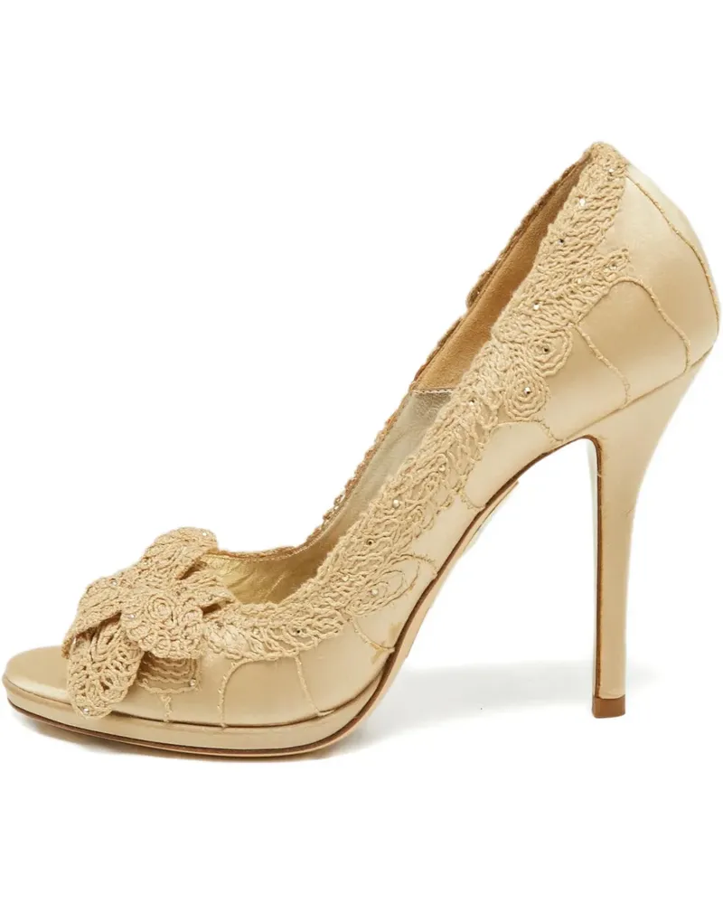 Loriblu Pumps aus Satin mit Spitzendetail 105mm - Nude Nude