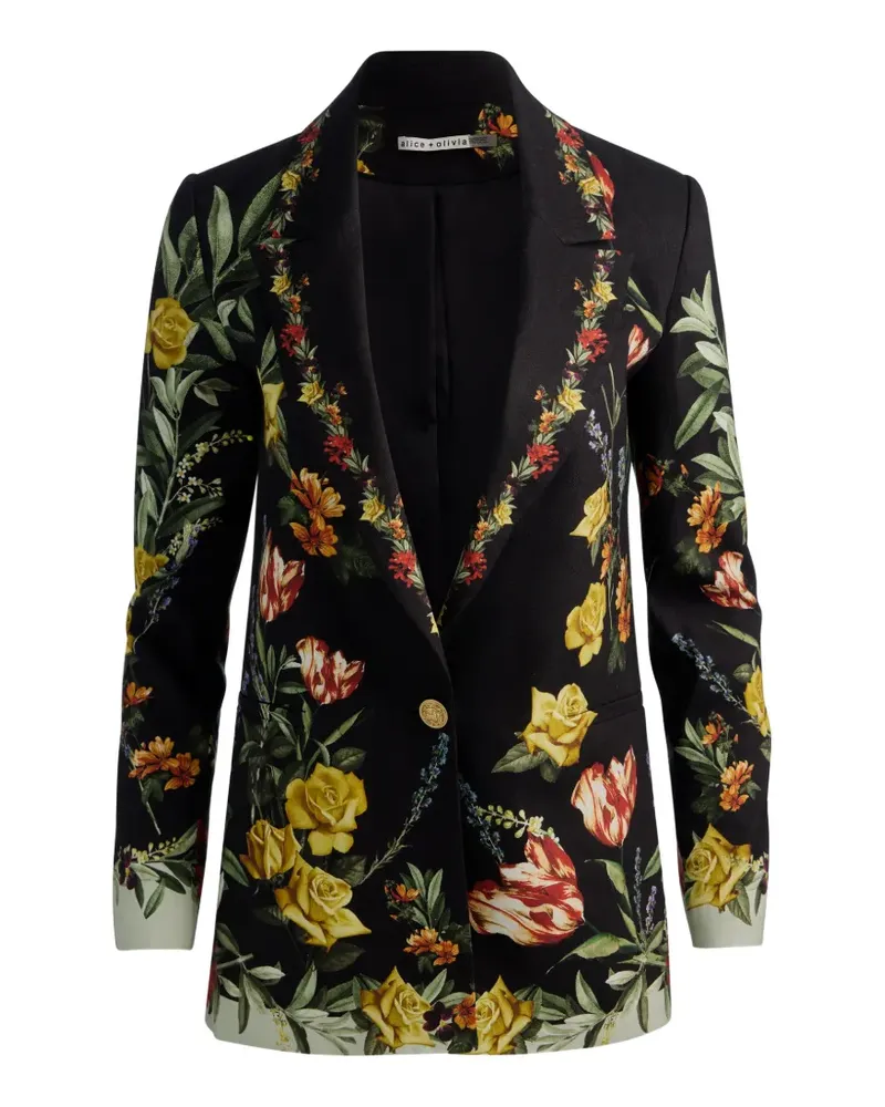 Alice + Olivia Denny Blazer mit Blumenprint - Schwarz Schwarz