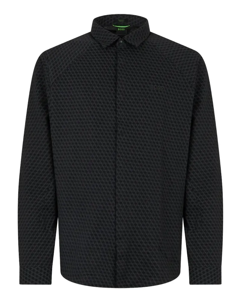 HUGO BOSS geometric-print long-sleeve shirt - Schwarz Schwarz