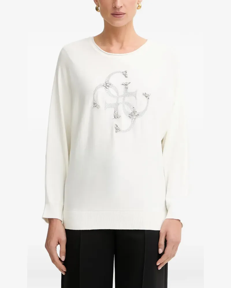 Guess embellished logo-print T-shirt - Weiß Weiß