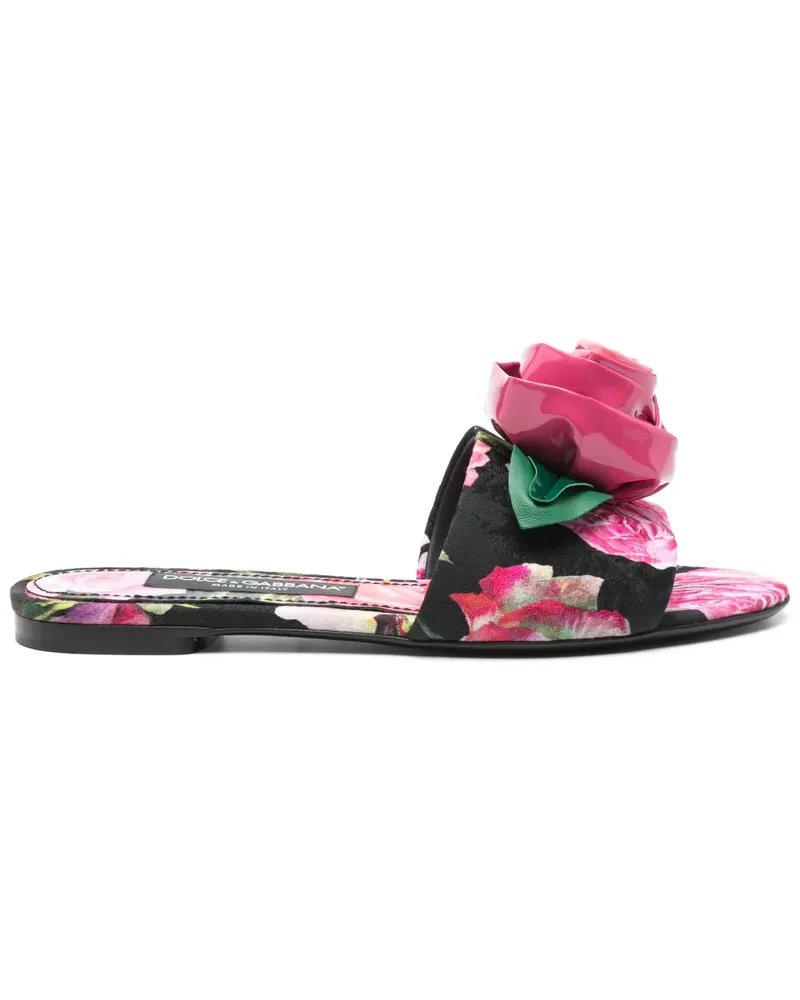 Dolce & Gabbana Pantoletten mit Blumen-Print - Rosa Rosa
