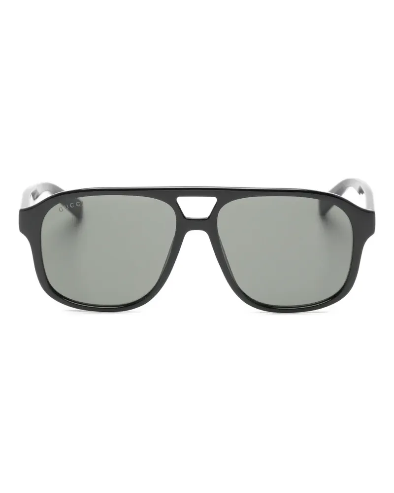 Gucci double-bridge pilot-frame sunglasses - Schwarz Schwarz