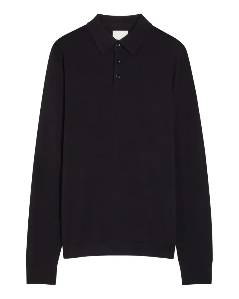 ALLUDE long-sleeve knitted polo shirt - Schwarz Schwarz
