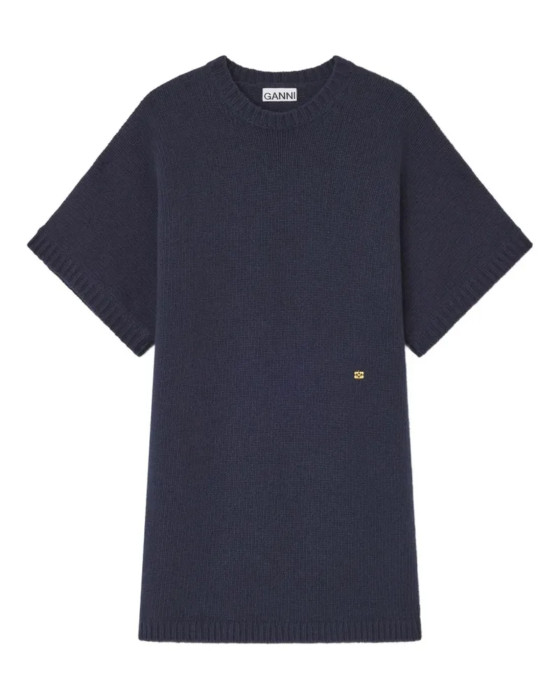 Ganni Kurzärmeliges Minikleid - Blau Blau