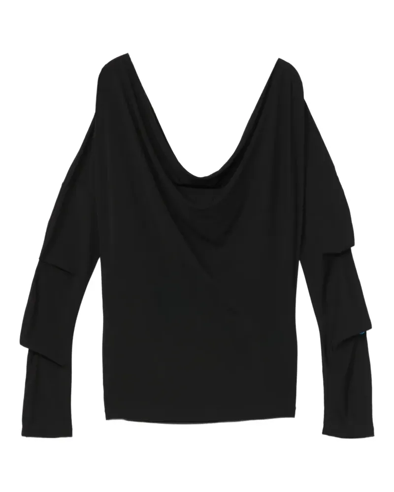 Helmut Lang Langarmshirt mit Rüsche - Schwarz Schwarz
