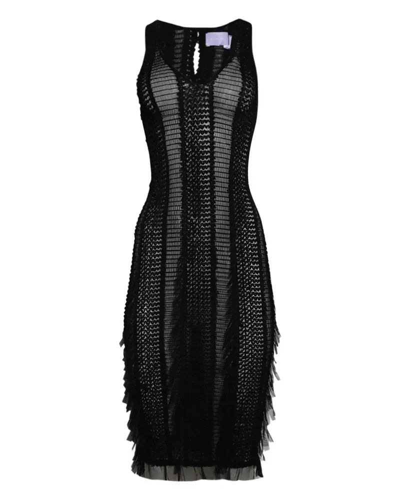 Roberta Einer Midikleid mit Federn - Schwarz Schwarz