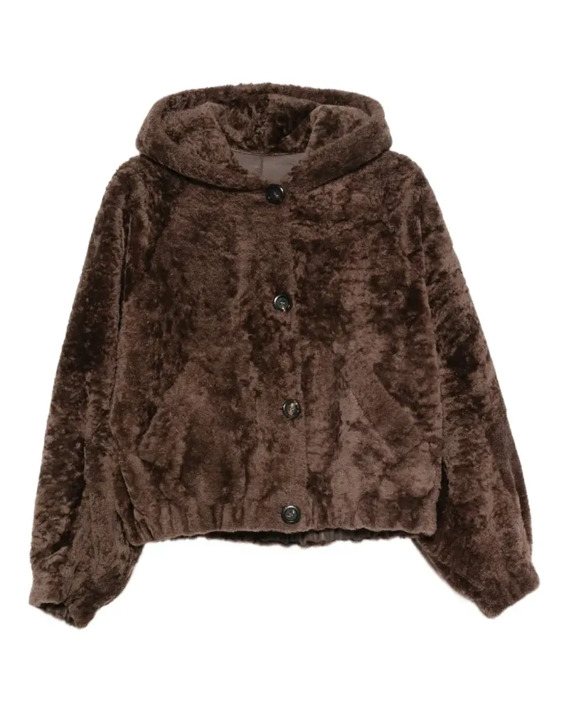 BLANCHA Kapuzenjacke mit Knöpfen - Braun Braun