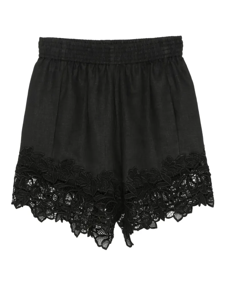 Ermanno Scervino Shorts aus Leinen mit Spitzenbesatz - Schwarz Schwarz