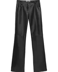 MSGM Lederhose mit geradem Bein Schwarz