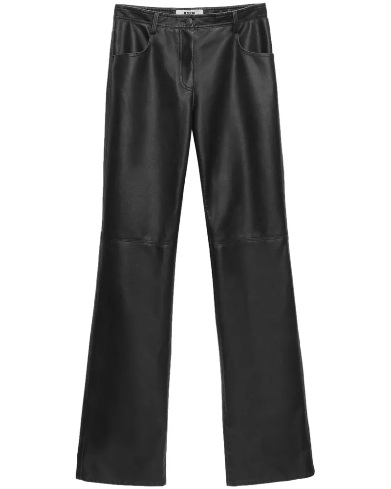 MSGM Lederhose mit geradem Bein - Schwarz Schwarz