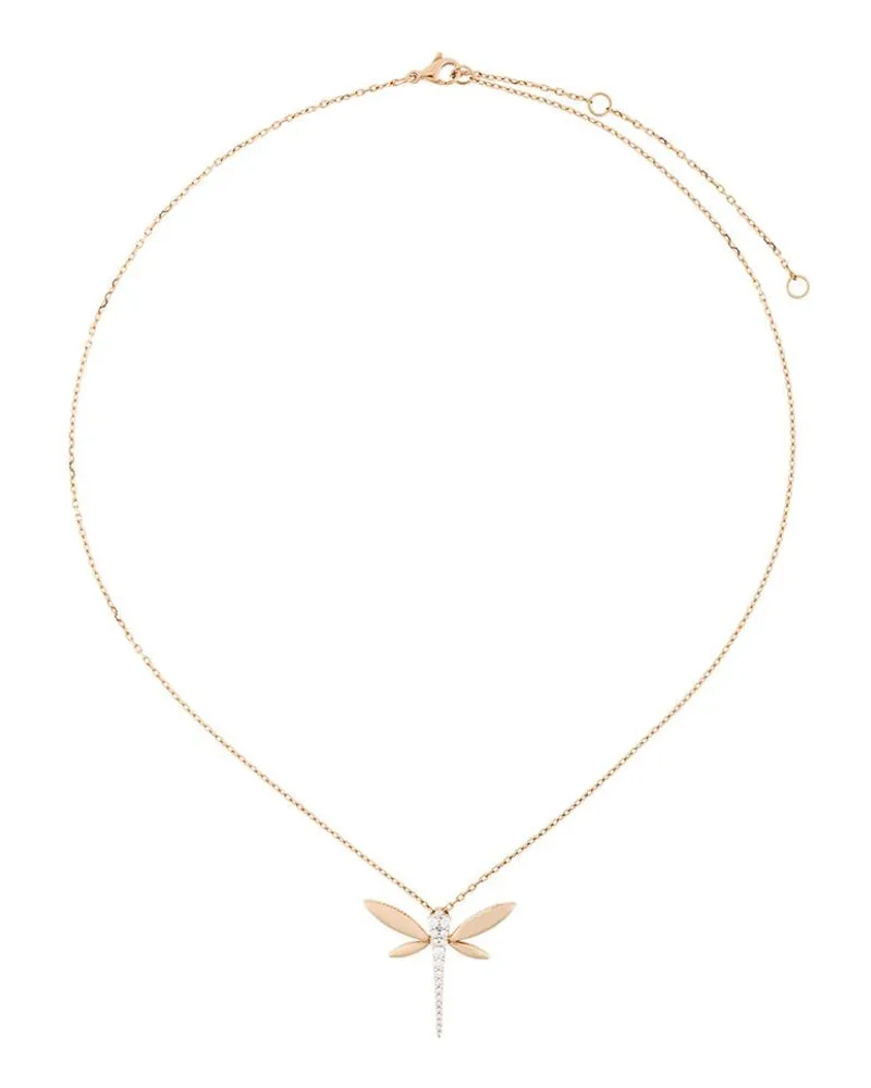 ANAPSARA 18kt Rotgoldhalskette mit Libellen-Anhänger - Rosa Rosa