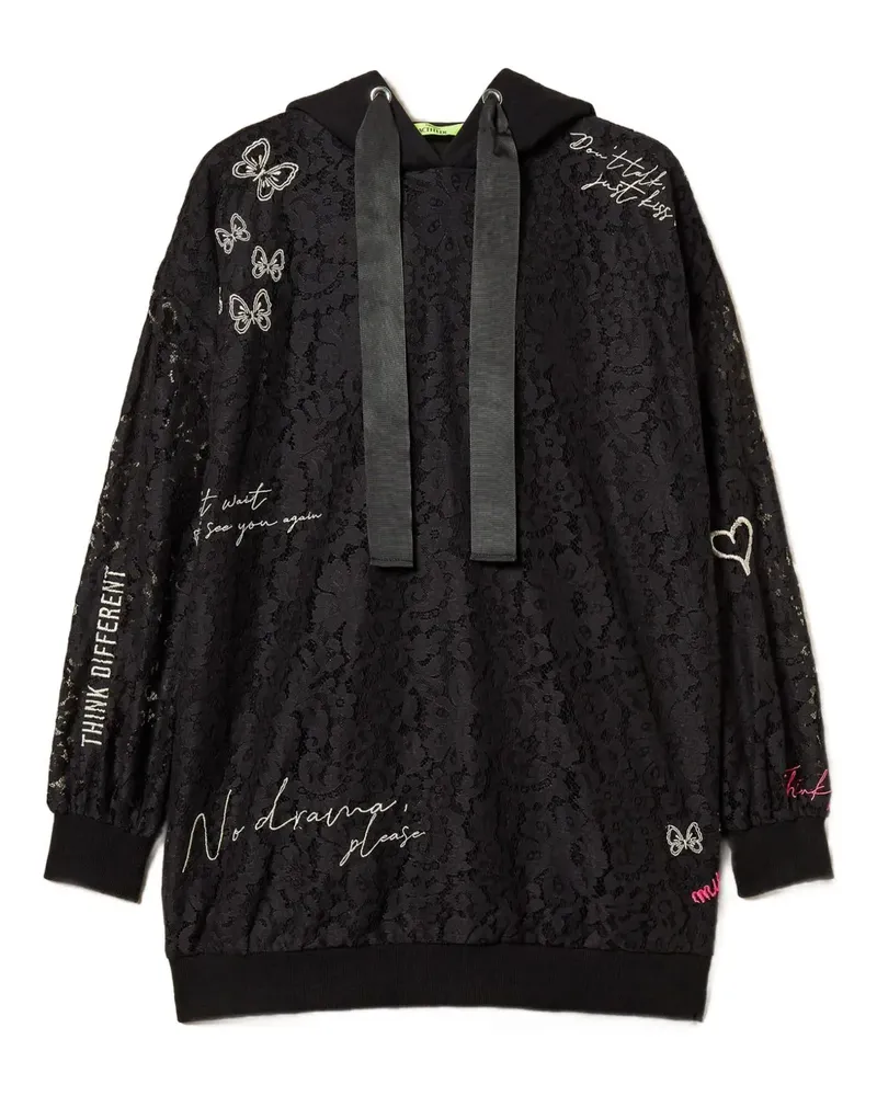 Twin-Set Hoodie aus Spitze - Schwarz Schwarz