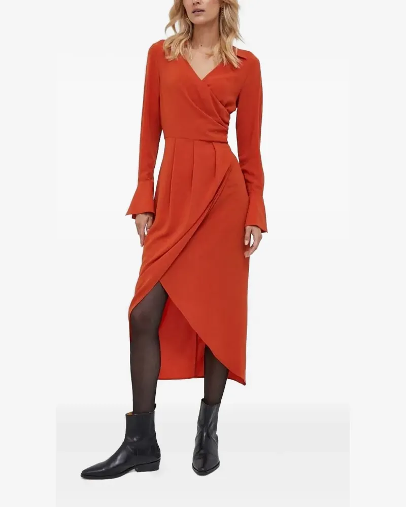 Sisley Asymmetrisches Wickelkleid mit Falten - Orange Orange