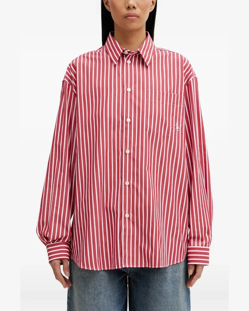 SPORTY & RICH Hemd mit gestreifter Tasche - Rot Rot