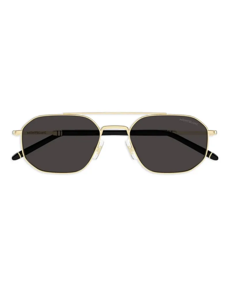 Montblanc geometric-frame double-bridge sunglasses - Gold Gold