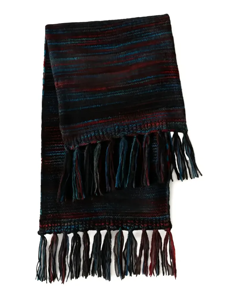 Xírena Gestreifter Fonda Schal mit Fransen - Schwarz Schwarz