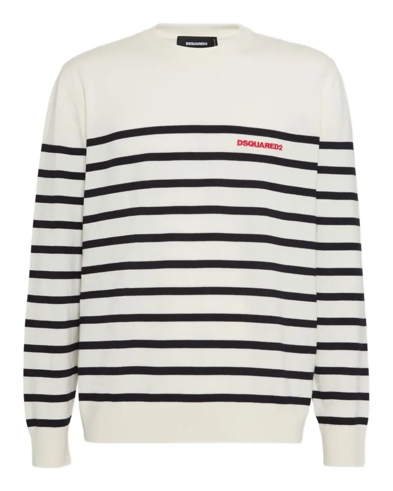 Dsquared2 Gestreifter Pullover - Weiß Weiß