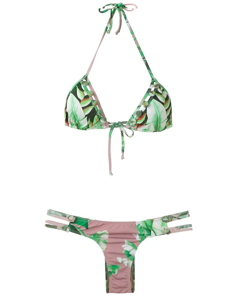 Amir Slama Triangel-Bikini mit Print - Grün Grün