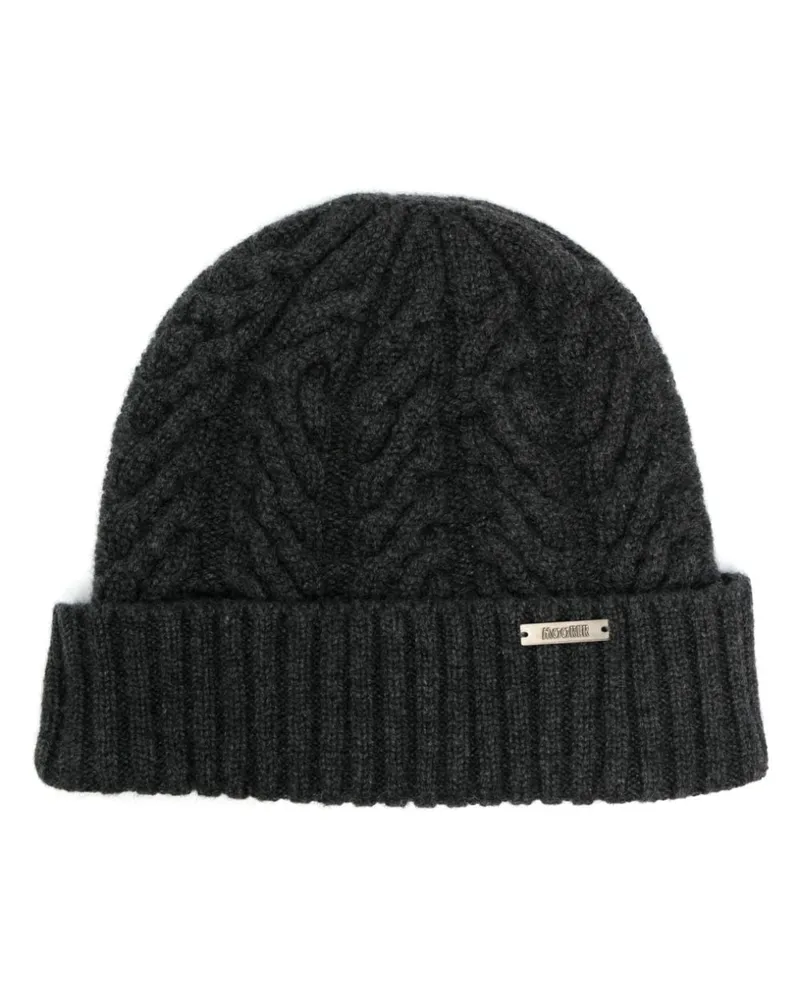 MOORER Beanie mit Logo-Schild Grau