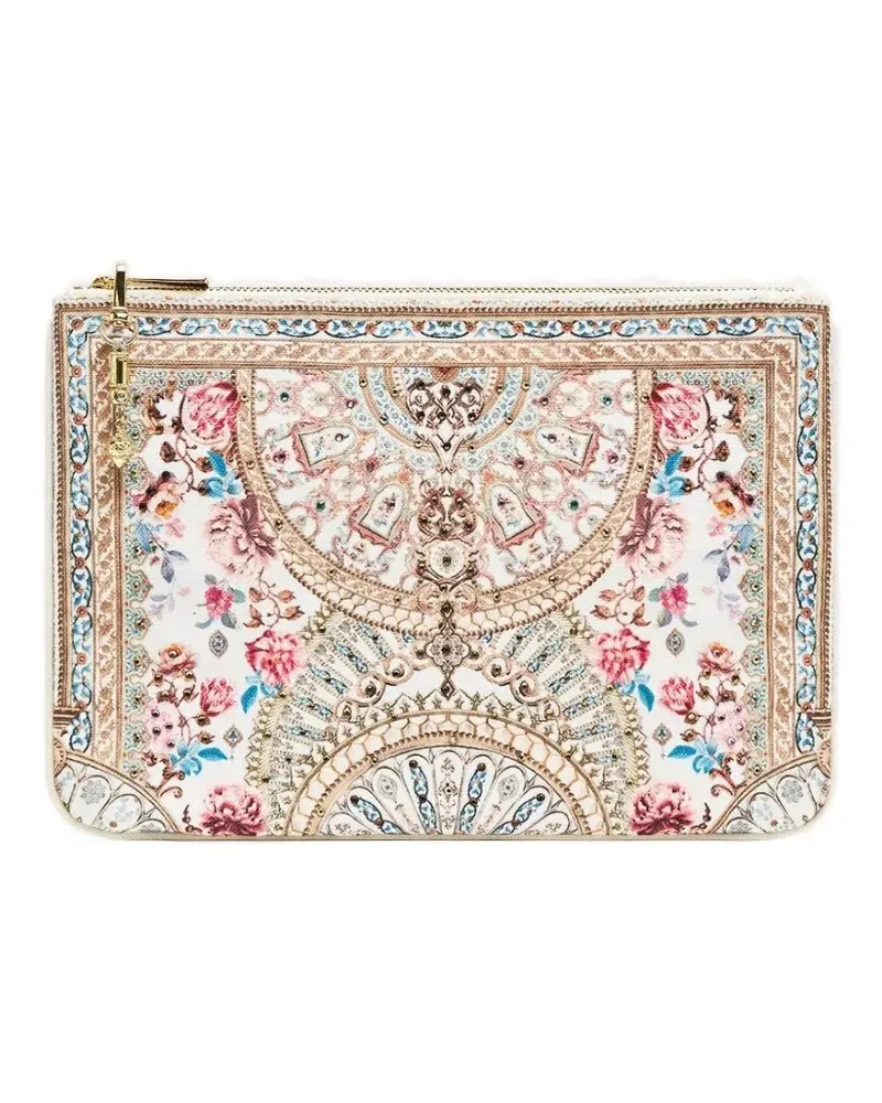 Camilla Clutch mit Blumen-Print - Weiß Weiß