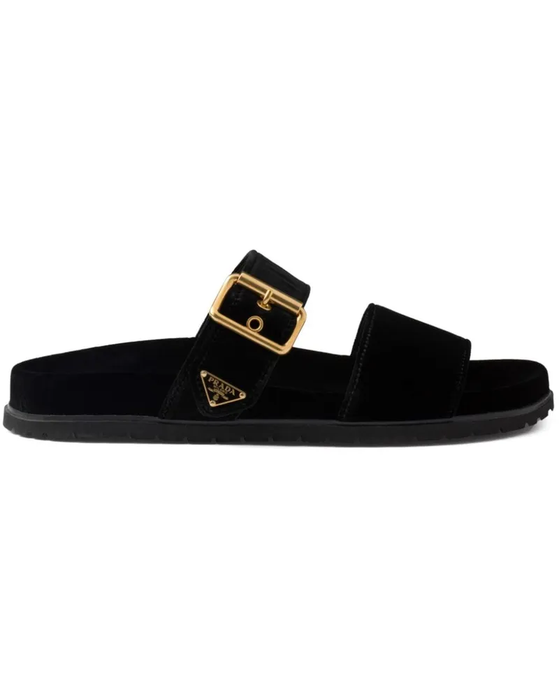 Prada Slipper mit Triangel-Logo - Schwarz Schwarz