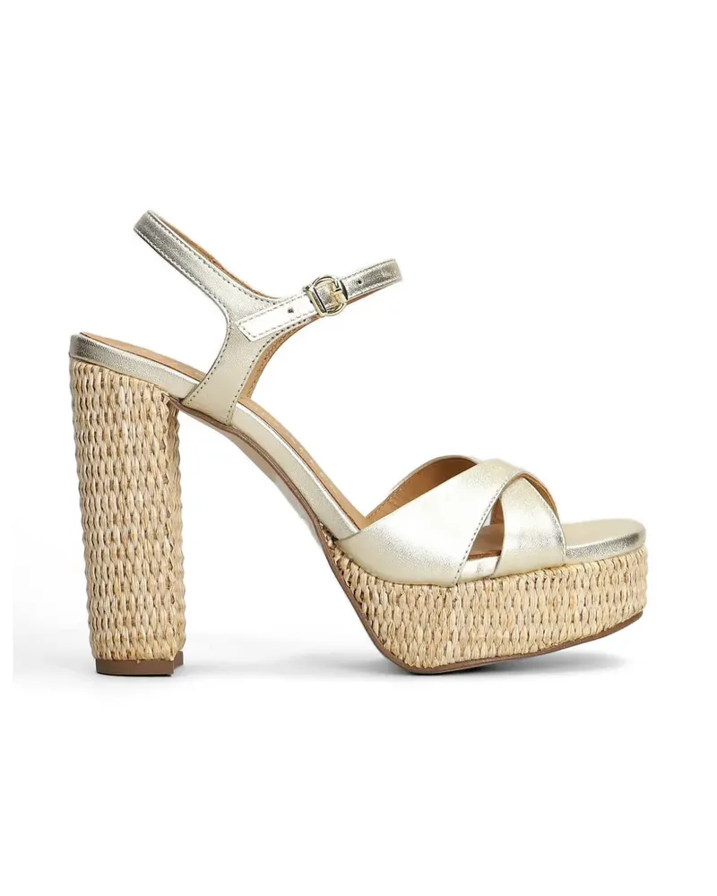 Pedro Miralles metallic-effect raffia-platform sandals - Silber Silber
