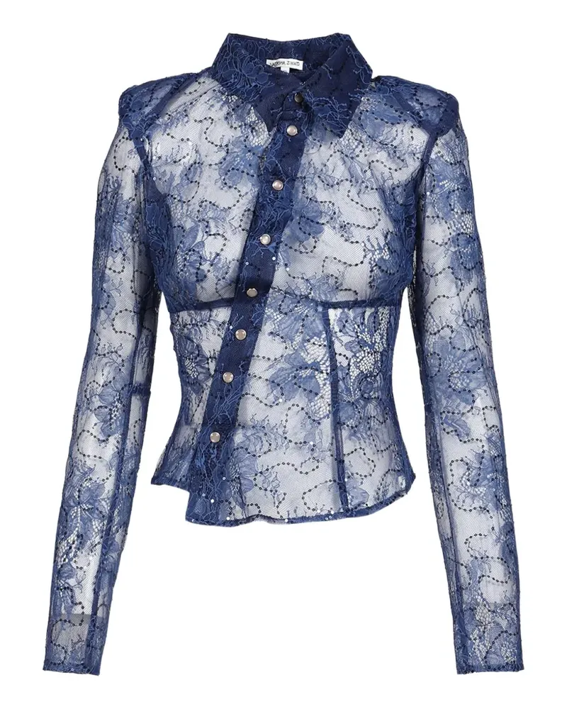 Natasha Zinko Blouska sequin-embellished lace shirt - Blau Blau