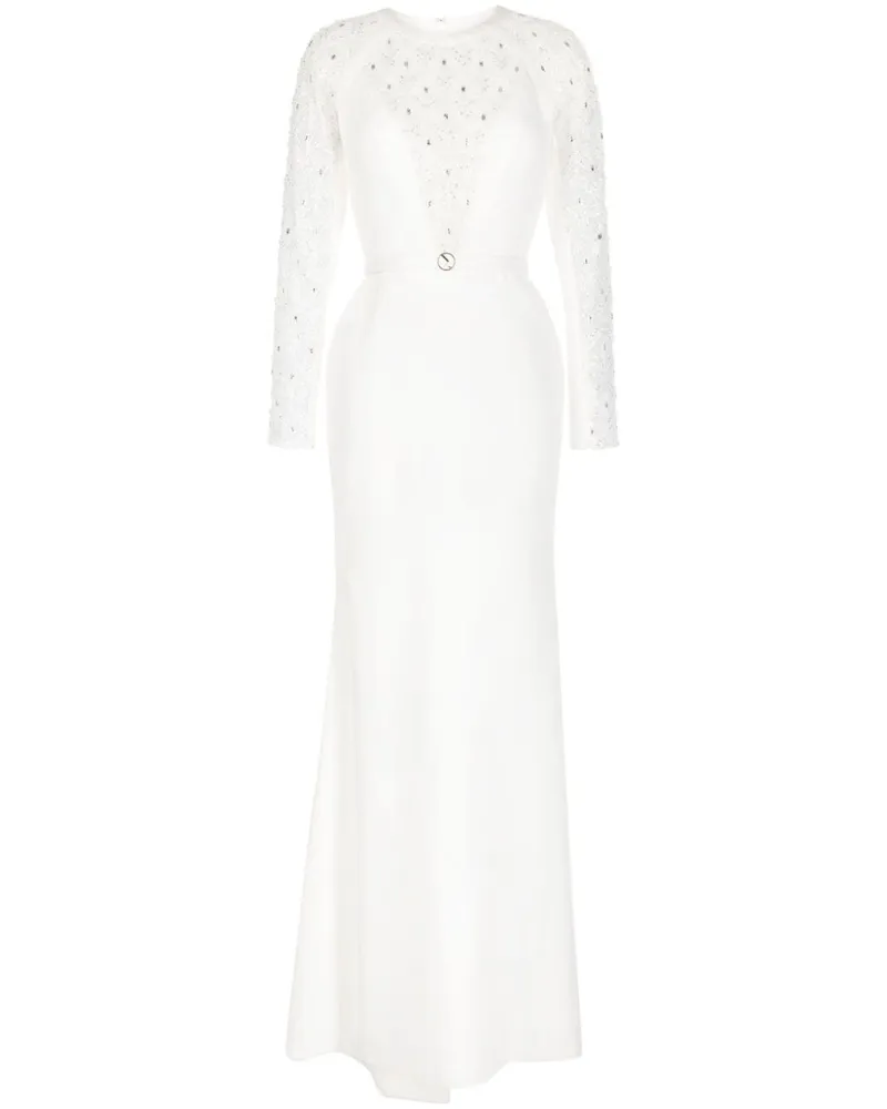 Saiid Kobeisy Maxikleid mit Perlen - Weiß Weiß
