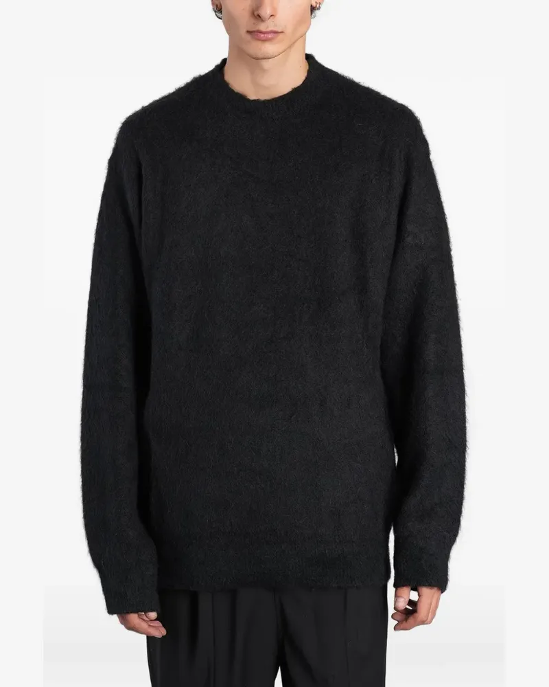 Laneus Gebürsteter Strickpullover - Schwarz Schwarz