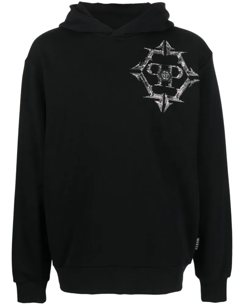 Philipp Plein Chrome Hoodie mit Strass - Schwarz Schwarz