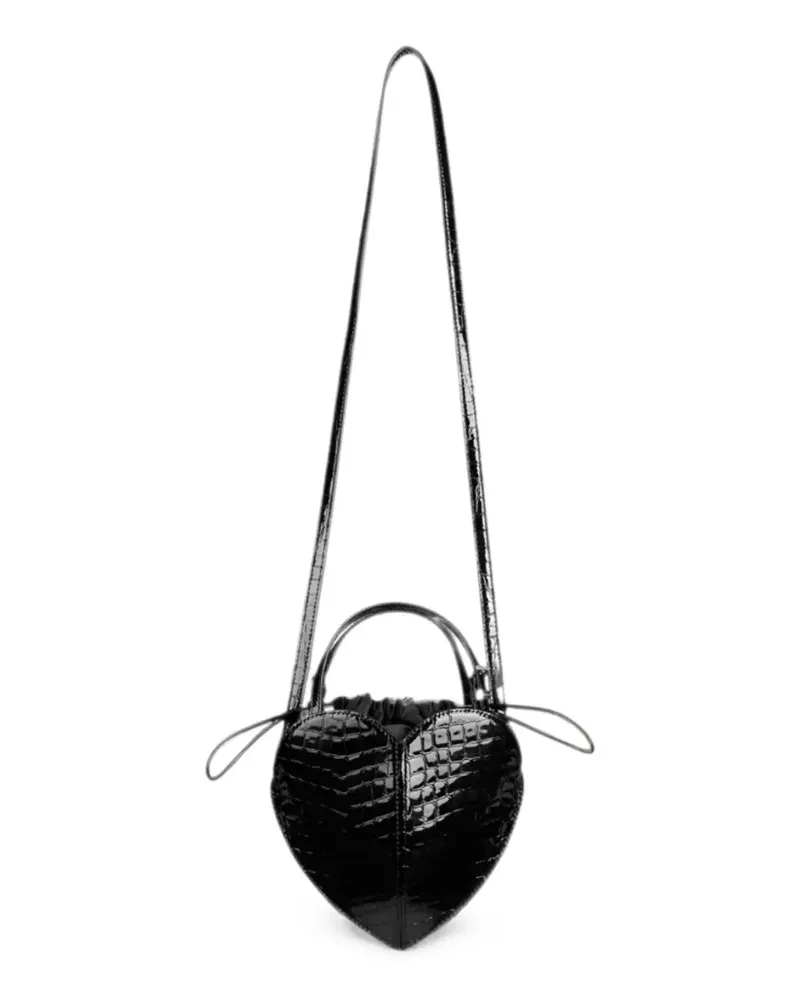 ROTATE Birger Christensen The Heart croc-effect heart bag - Schwarz Schwarz