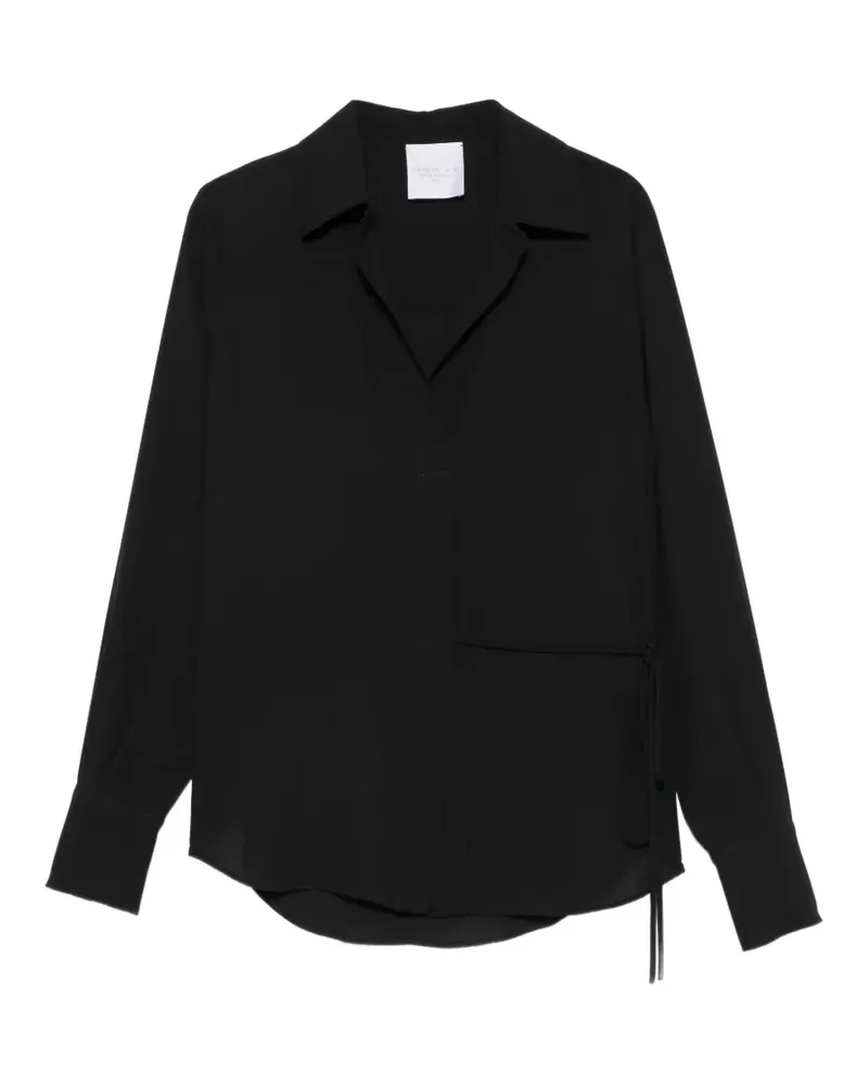 CENERE GB tie-fastening long-sleeve shirt - Schwarz Schwarz