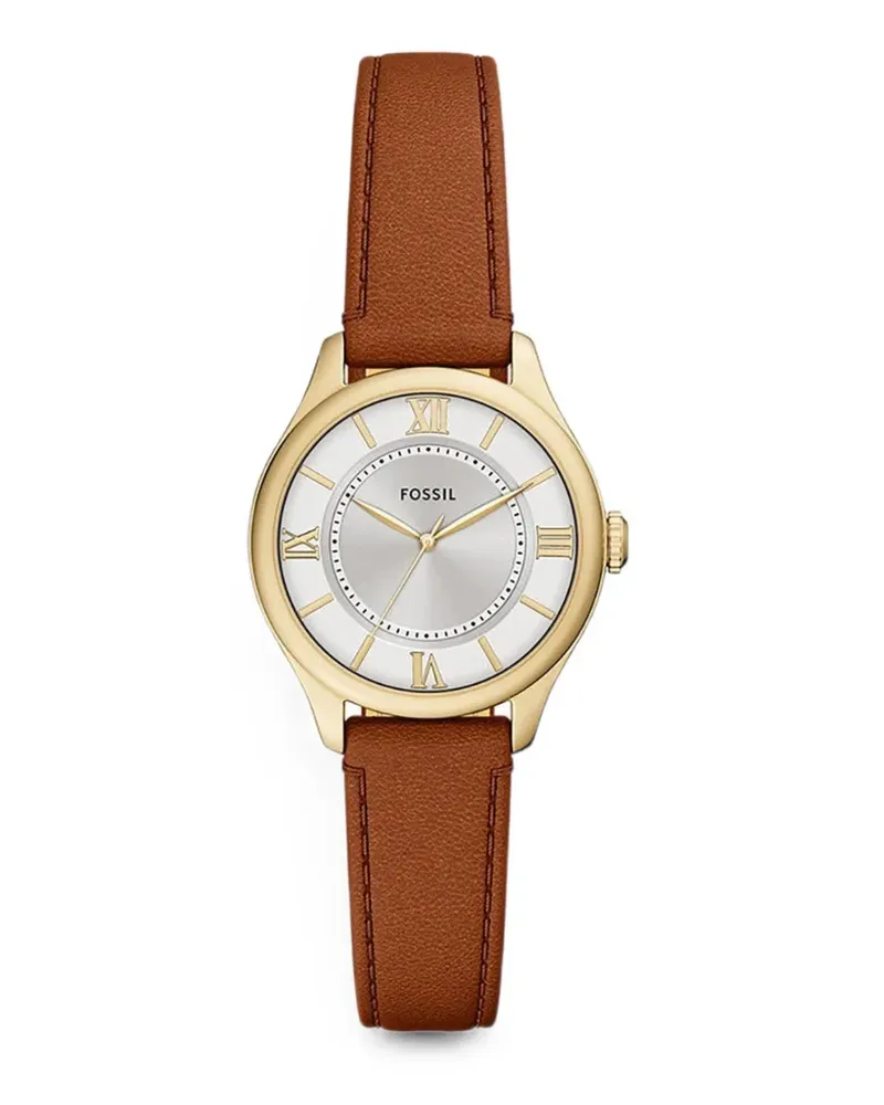 Fossil Gilmore Armbanduhr mit Lederriemen 28mm - Silber Silber