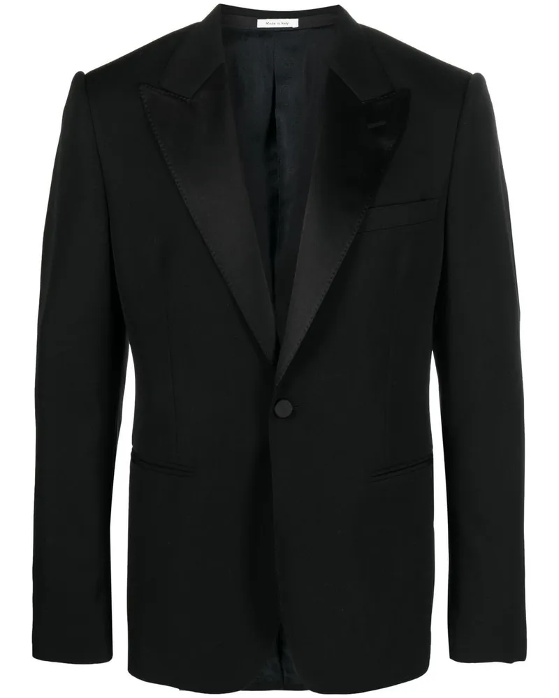 Alexander McQueen Sakko mit Seidenrevers - Schwarz Schwarz