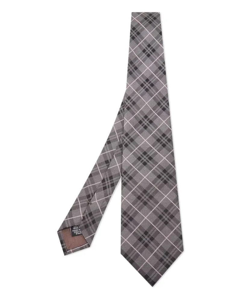 HUGO BOSS 2024 pre-owned Seidenkrawatte mit Karomuster - Grau Grau