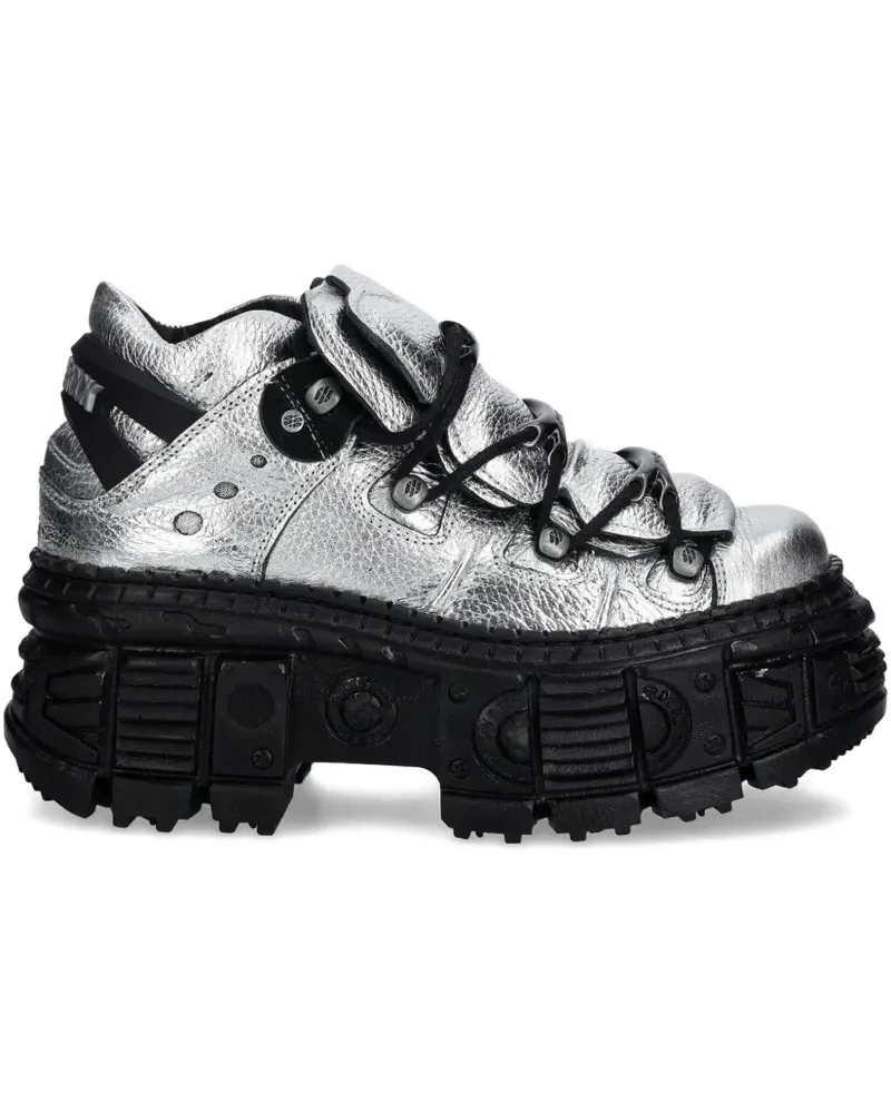 New Rock Metallische Plateau-Sneakers - Grau Grau
