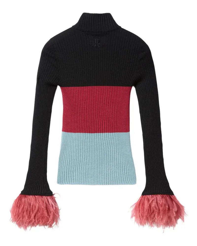 La DoubleJ Oberteil mit Federn - Color Block Black Color