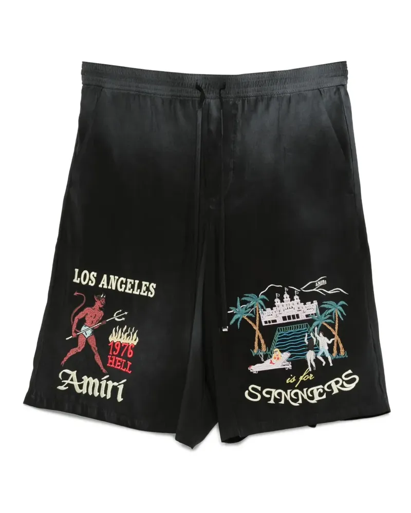 Amiri Bestickte Shorts - Schwarz Schwarz