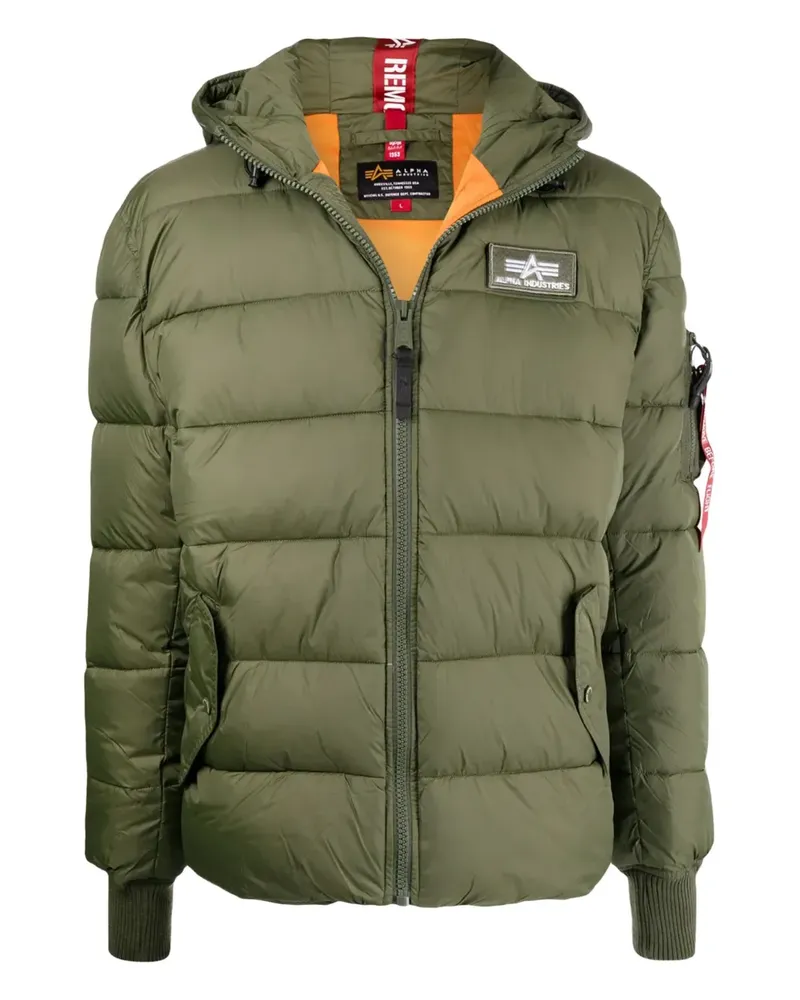 Alpha Industries Gesteppte Kapuzenjacke - Grün Grün