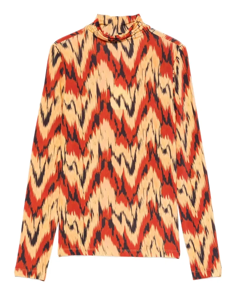 Ulla Johnson Gemustertes T-Shirt mit Stehkragen - Rot Rot