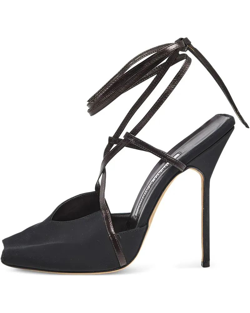 Manolo Blahnik Peeptoe-Pumps mit Riemen 120mm - Schwarz Schwarz