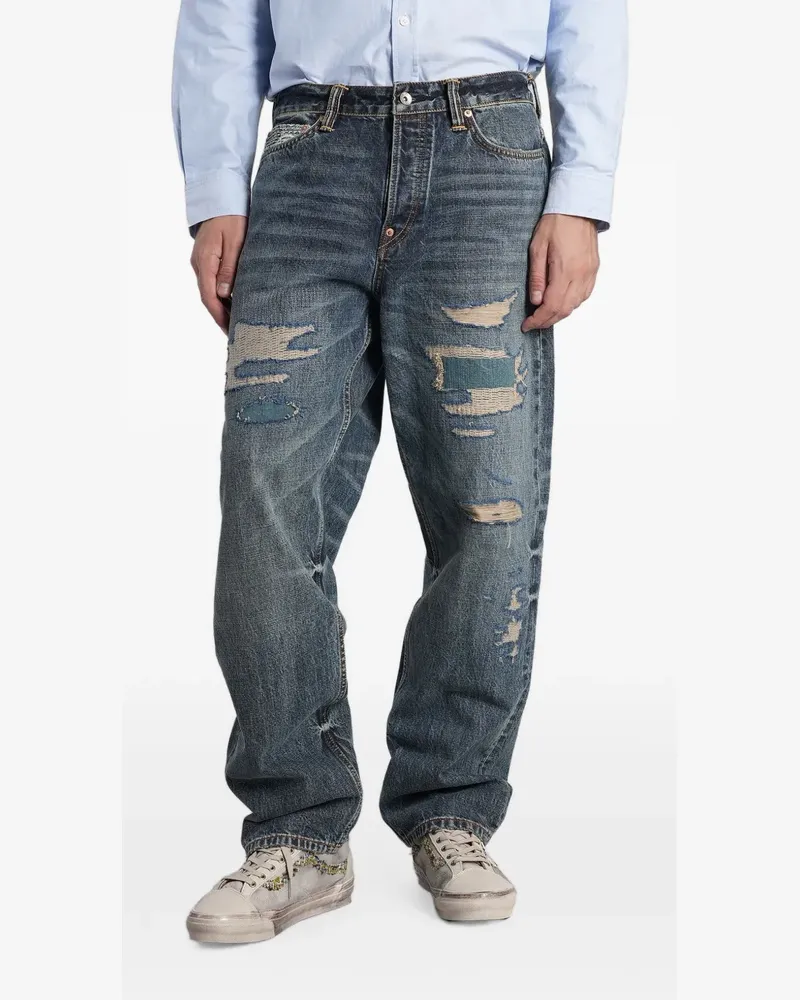 Evisu distressed patchwork jeans - Blau Blau