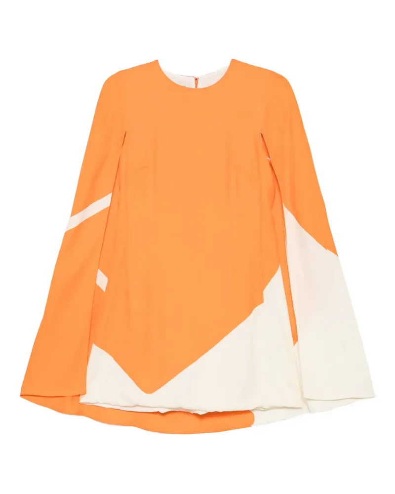 Alberta Ferretti cape-style graphic-print mini dress - Orange Orange